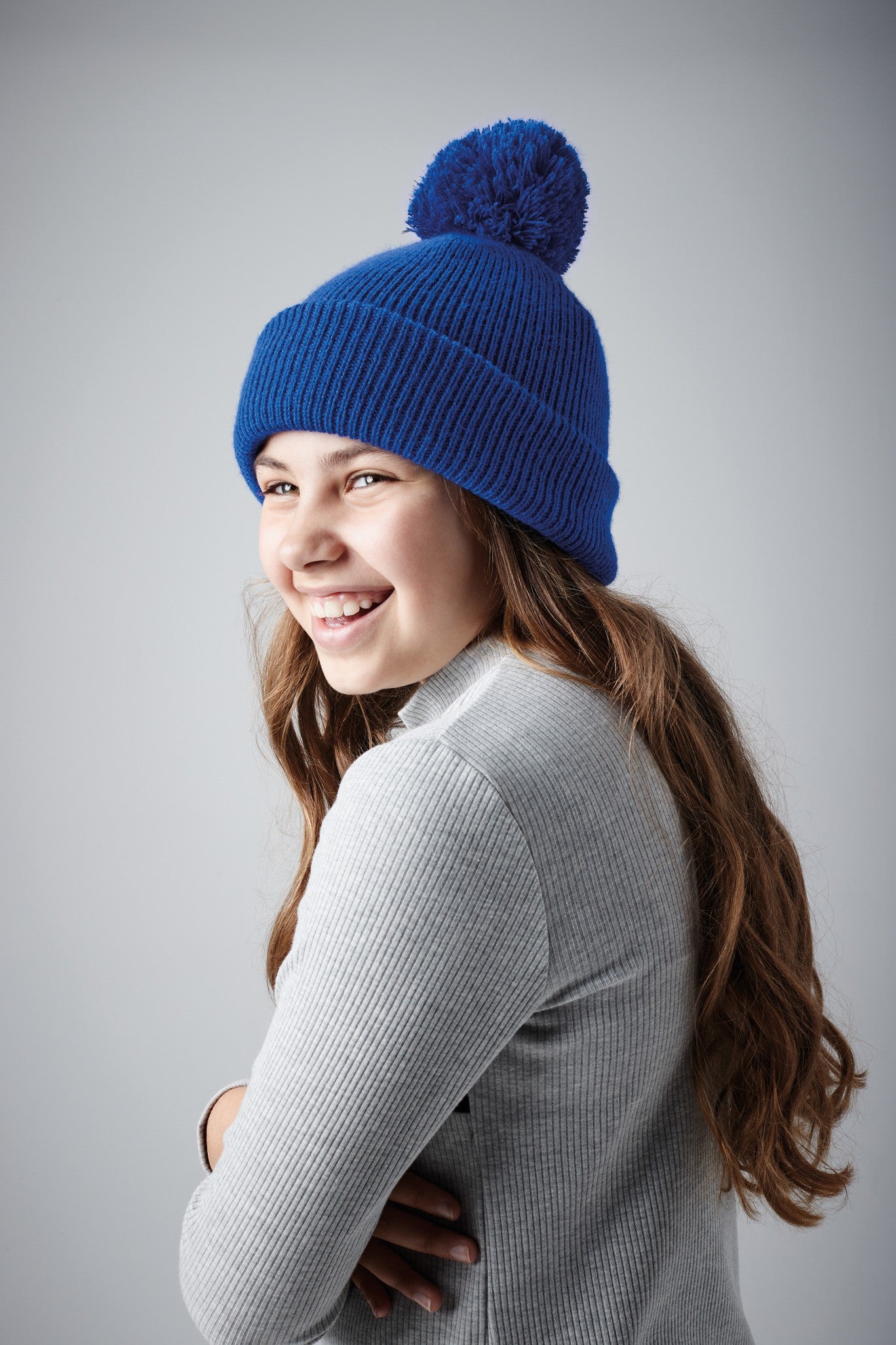 Beechfield Junior reflective bobble beanie