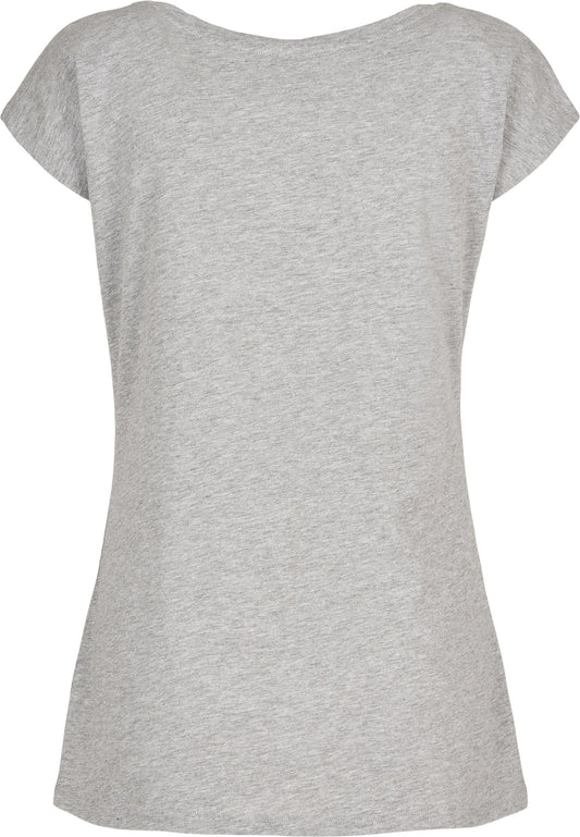 Build Your Brand Basic Women's wide neck tee - Heather Grey