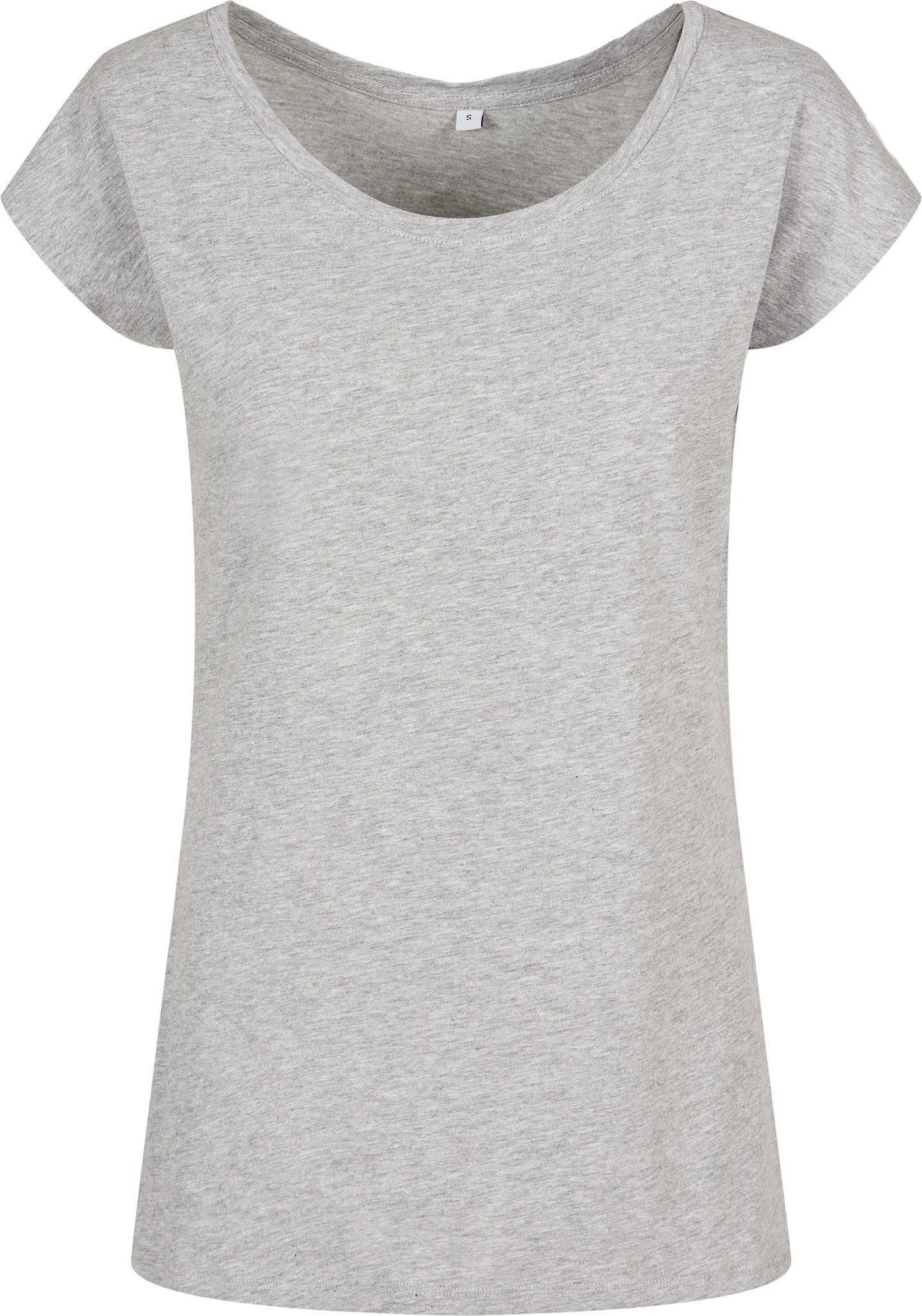 Build Your Brand Basic Women's wide neck tee - Heather Grey