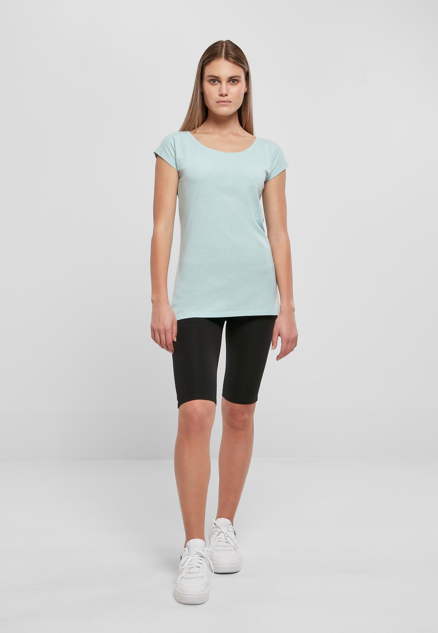 Build Your Brand Basic Women's wide neck tee - Teal