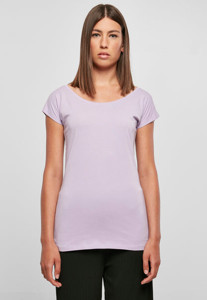 Build Your Brand Basic Women's wide neck tee - Sand