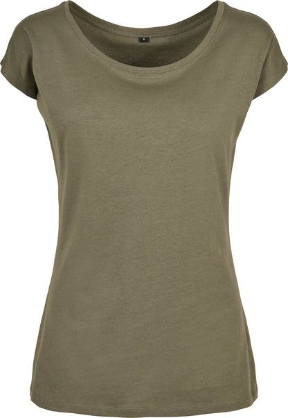 Build Your Brand Basic Women's wide neck tee - Olive