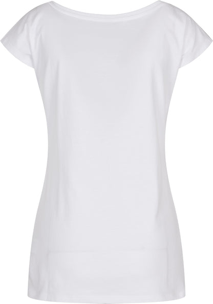 Build Your Brand Basic Women's wide neck tee - White