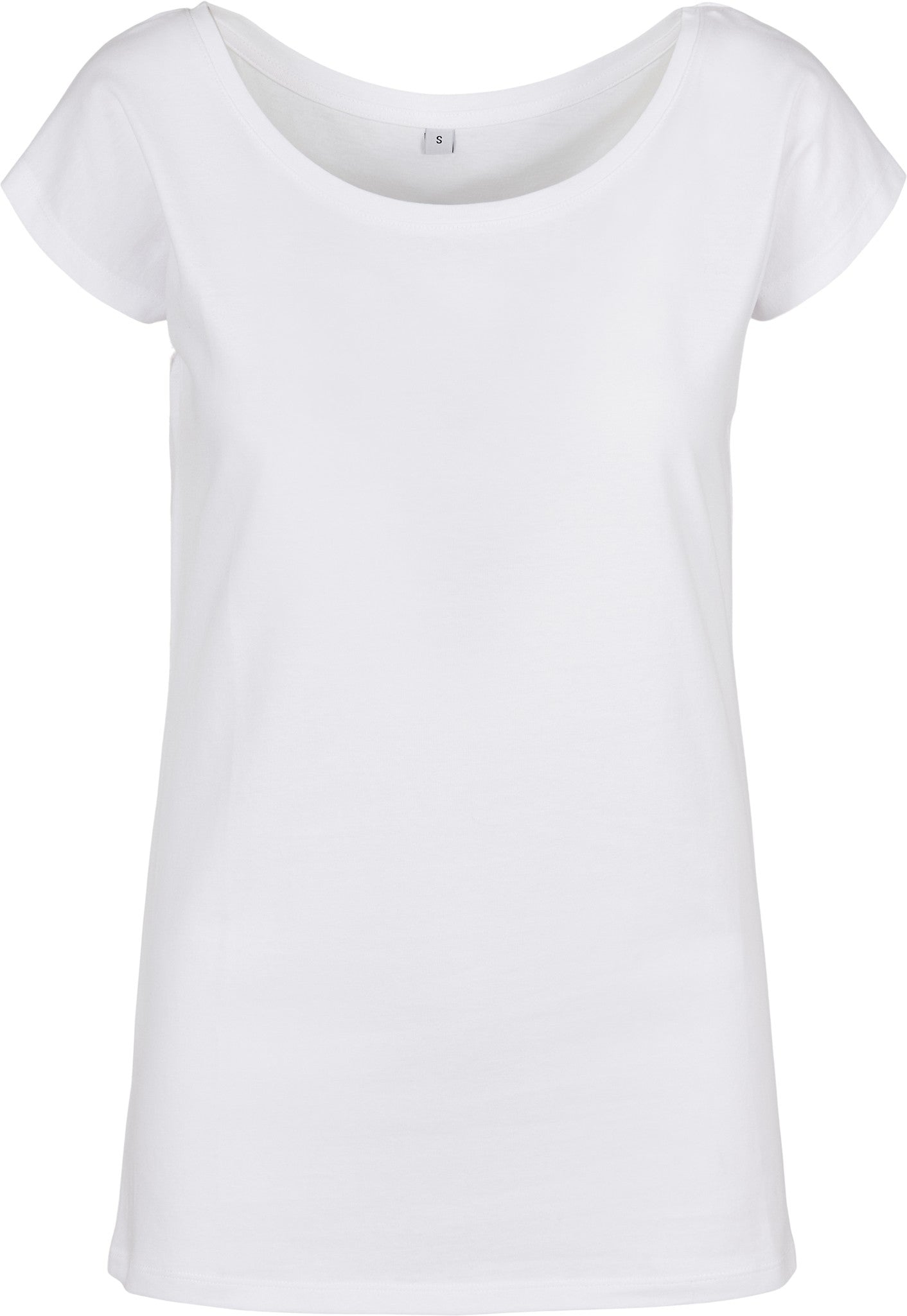 Build Your Brand Basic Women's wide neck tee - White