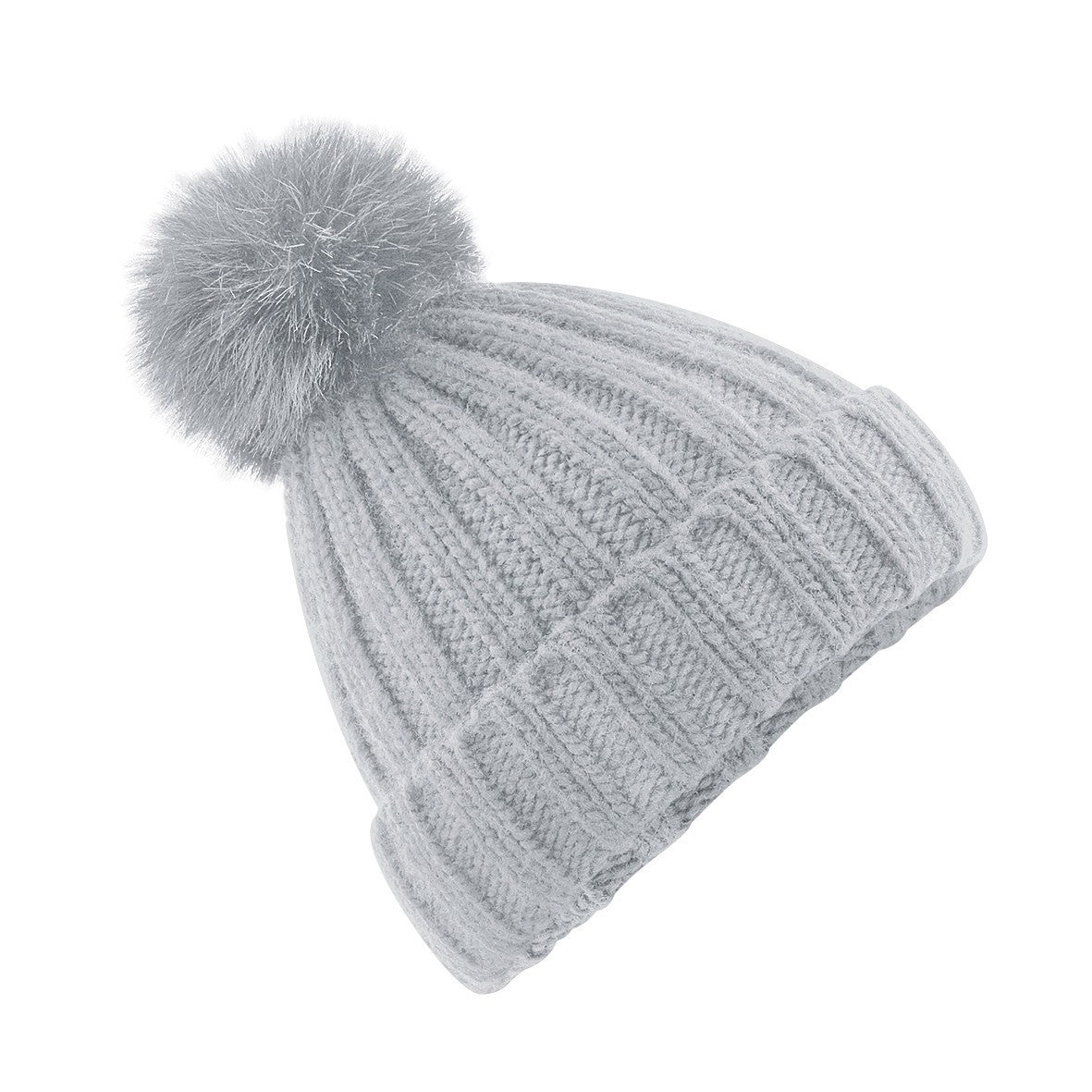 Beechfield Verbier fur pop pom chunky beanie