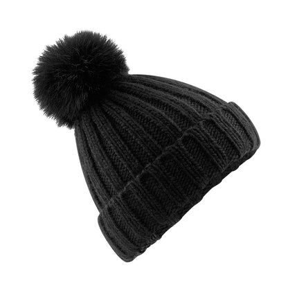 Beechfield Verbier fur pop pom chunky beanie