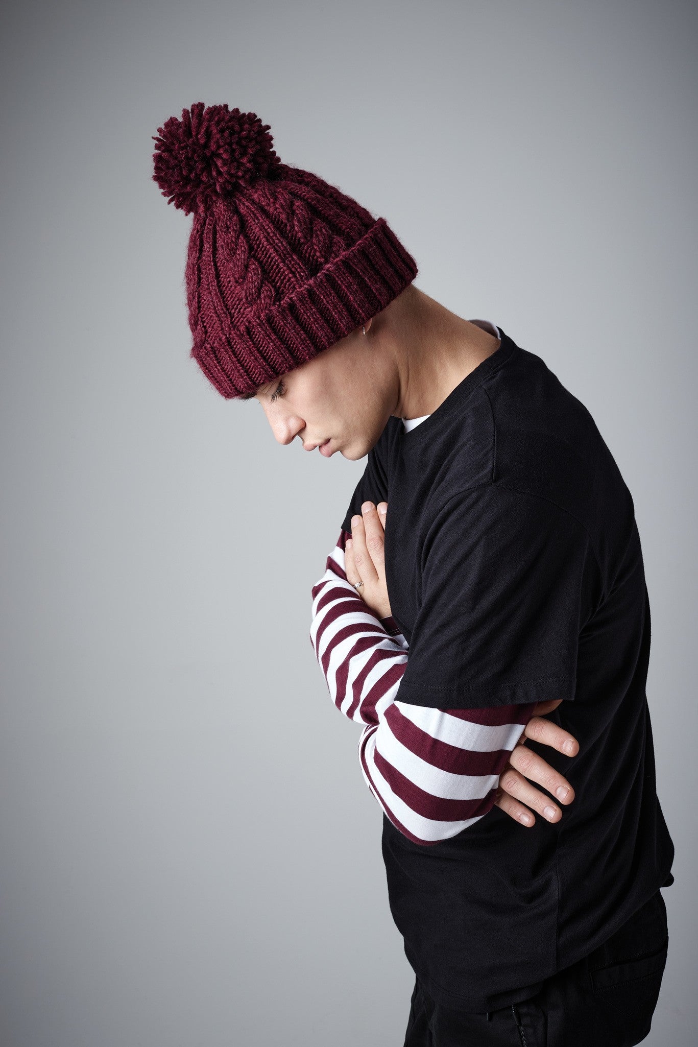 Beechfield Cable knit melange beanie