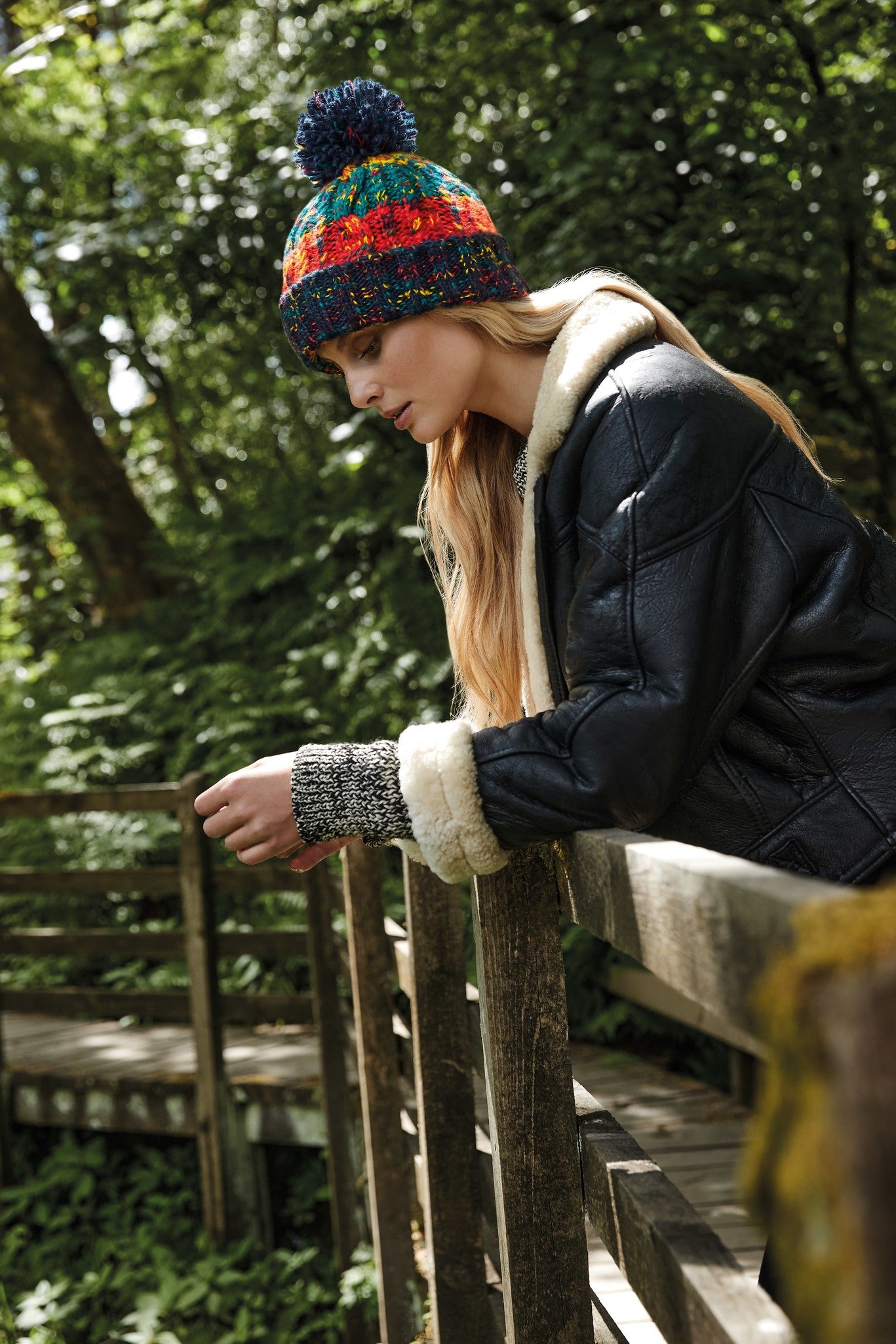 Beechfield Corkscrew pom pom beanie