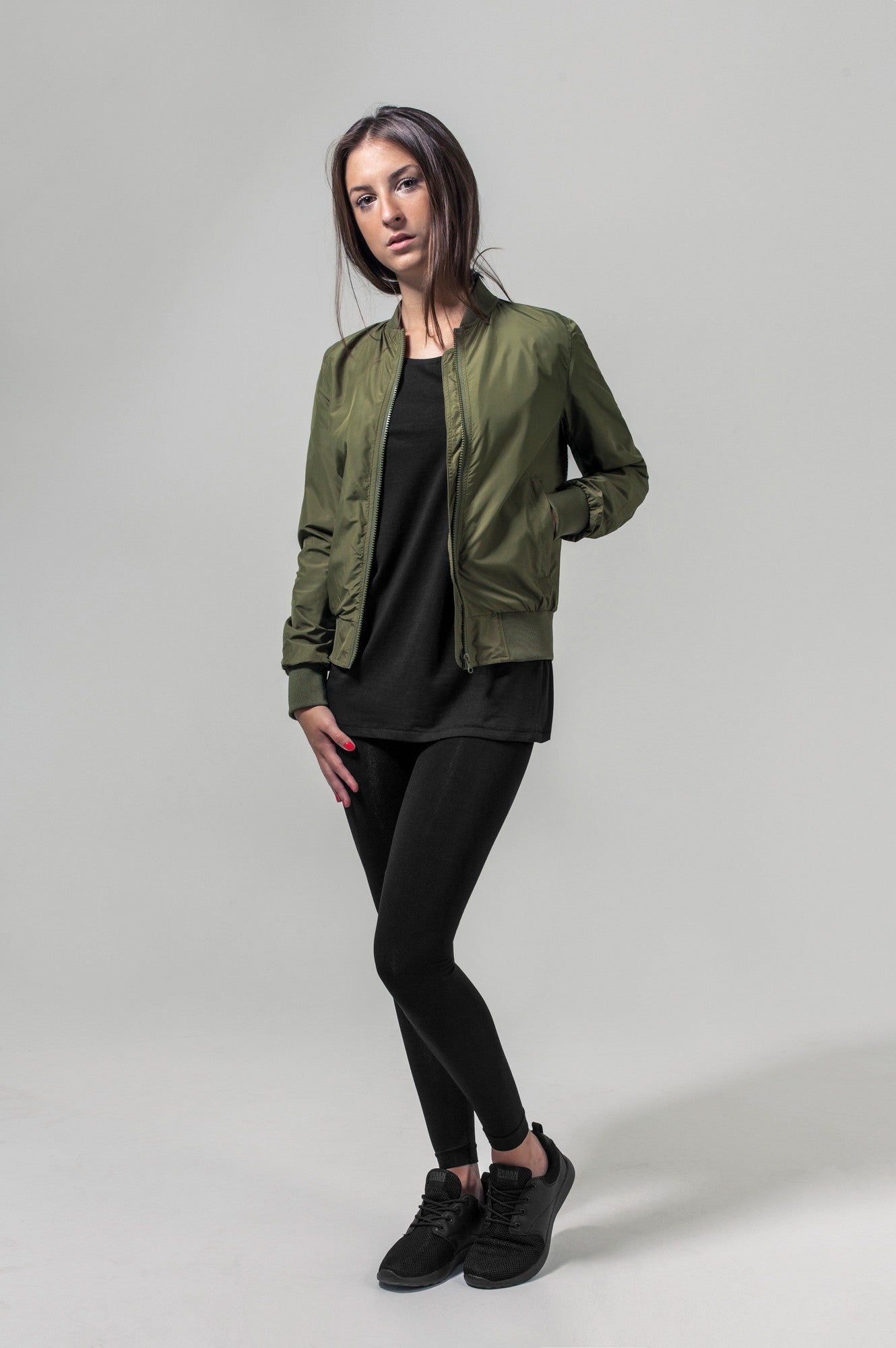 Build Your Brand Women's nylon bomber jacket