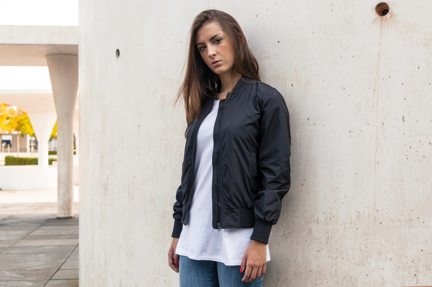 Build Your Brand Women's nylon bomber jacket