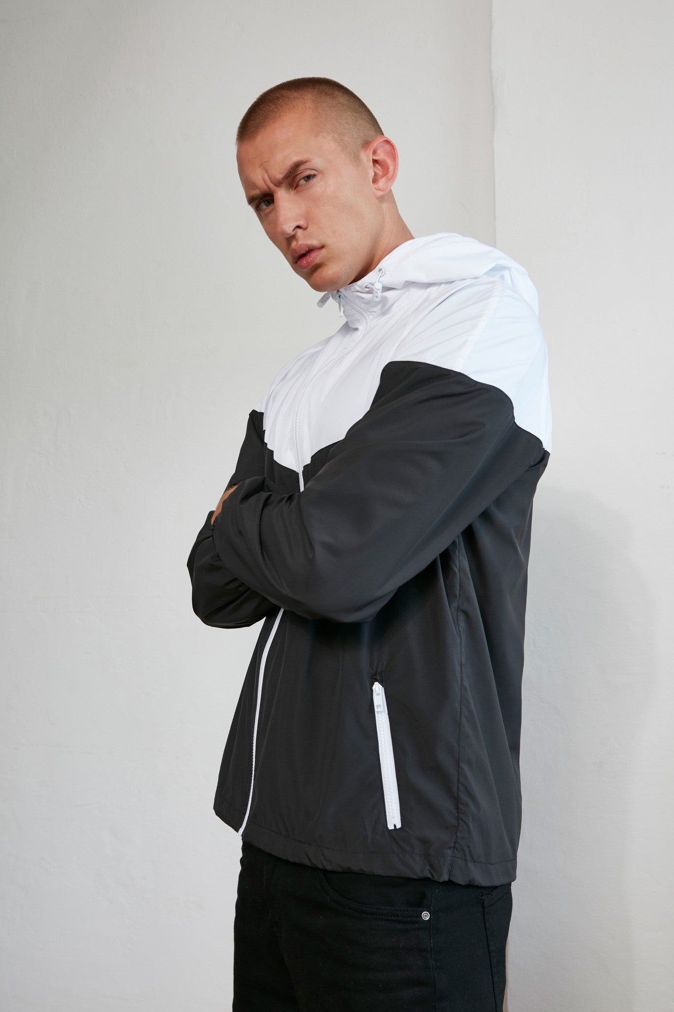 Build Your Brand Two-tone tech windrunner jacket