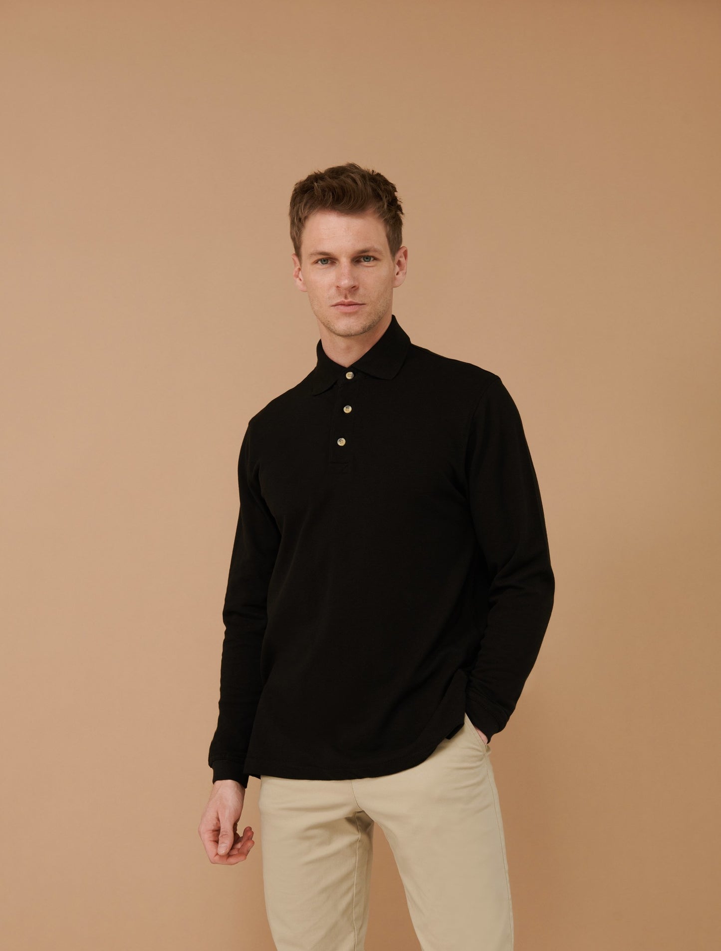 Henbury Long sleeve cotton polo shirt