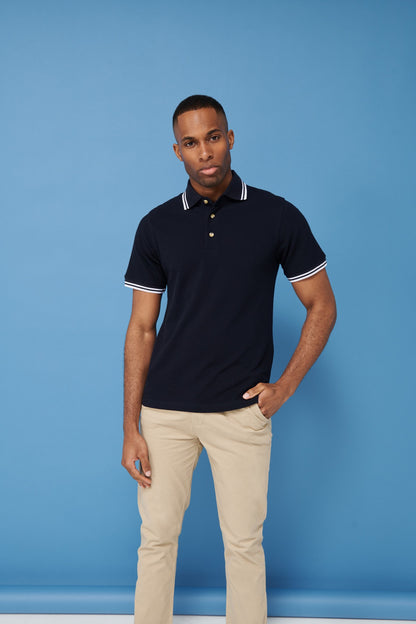 Henbury Double tipped collar and cuff polo shirt