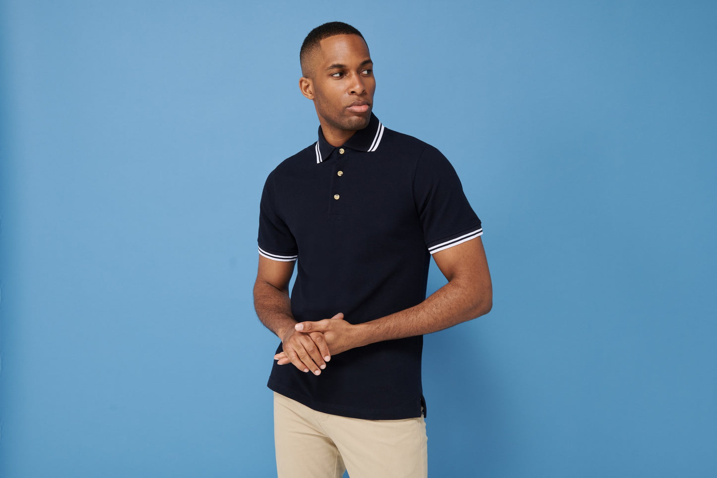 Henbury Double tipped collar and cuff polo shirt