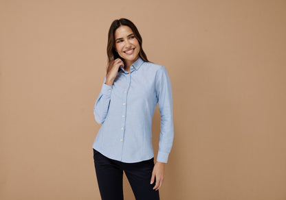 Henbury Women's modern long sleeve Oxford shirt