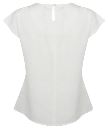 Henbury Women's pleat front short sleeve blouse