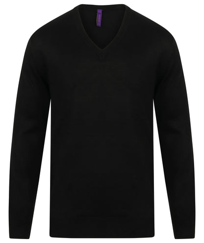 Henbury Cashmere touch acrylic v-neck jumper