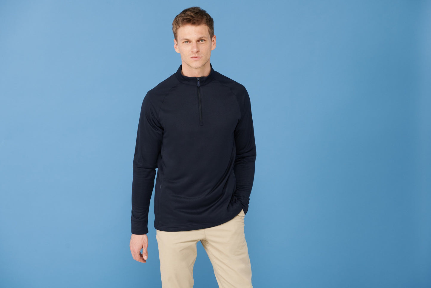 Henbury ¼ zip top with wicking finish