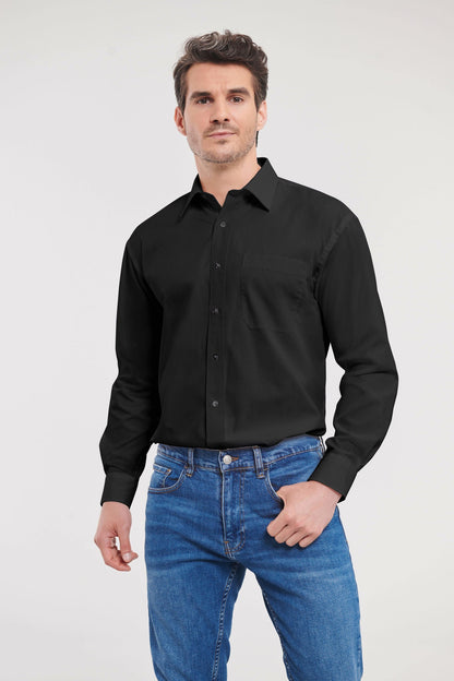 Russell Collection Long sleeve pure cotton easycare poplin shirt