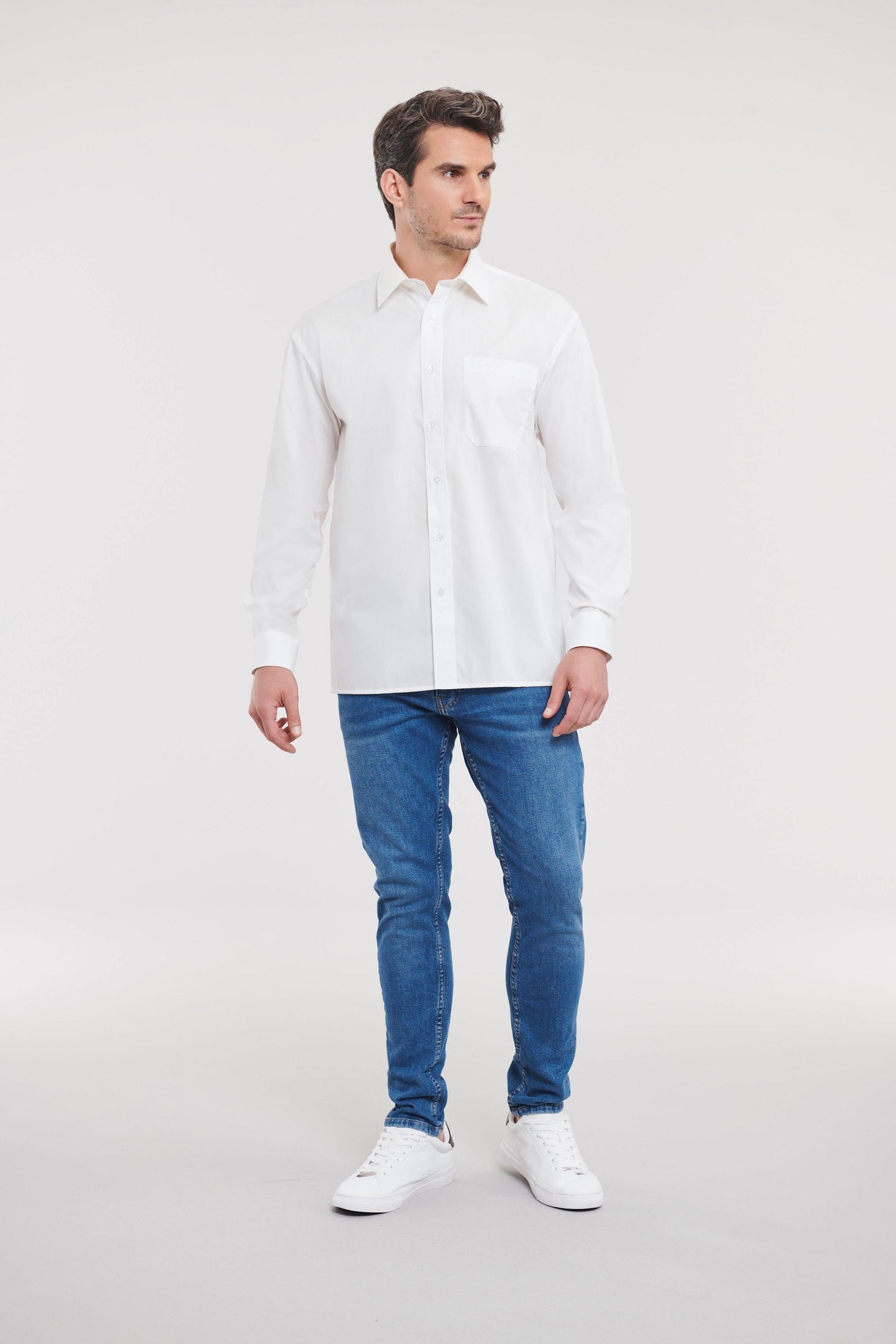 Russell Collection Long sleeve pure cotton easycare poplin shirt