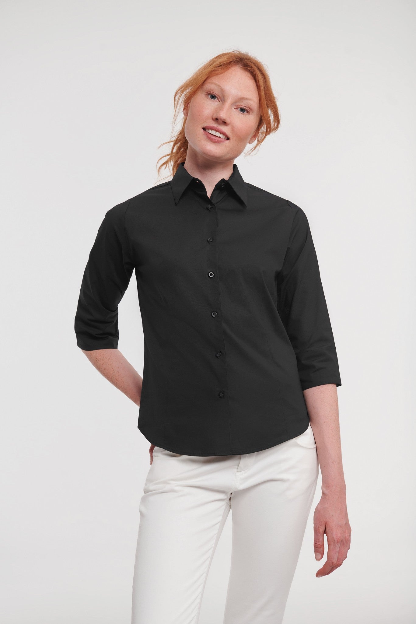 Russell Collection Women's ¾ sleeve easycare fitted shirt