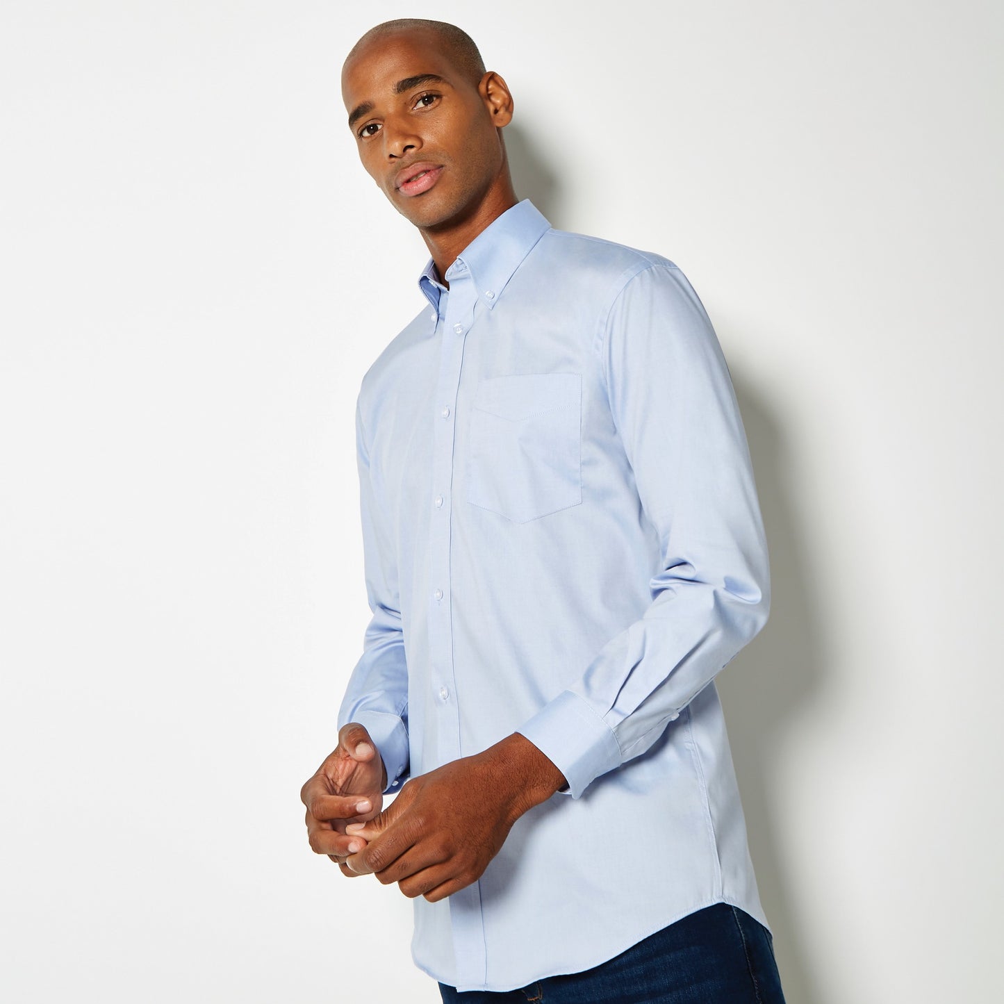 Kustom Kit Corporate Oxford shirt long-sleeved (classic fit) - Light Blue