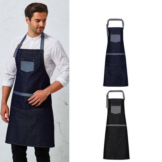 Premier Domain contrast denim bib apron