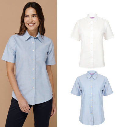 Henbury Women's short sleeve classic Oxford shirt