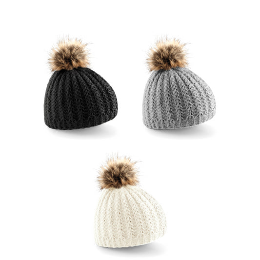 Beechfield Fur pom pom beanie