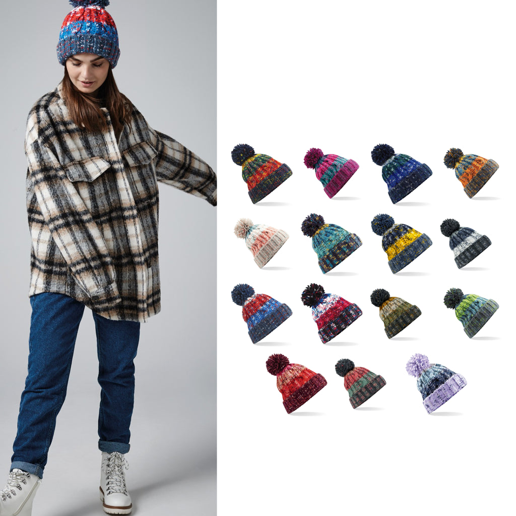 Beechfield Corkscrew pom pom beanie