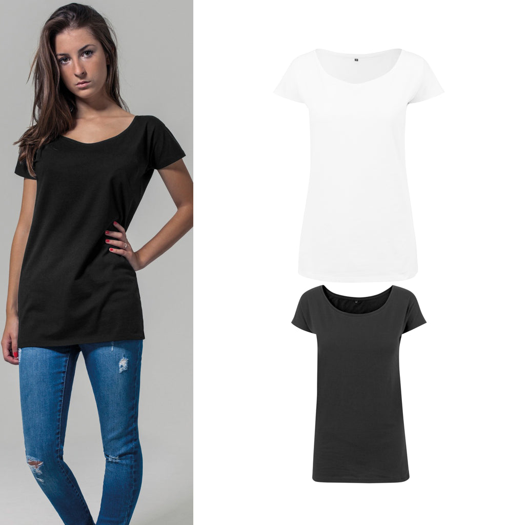 Build Your Brand Women's wide neck tee