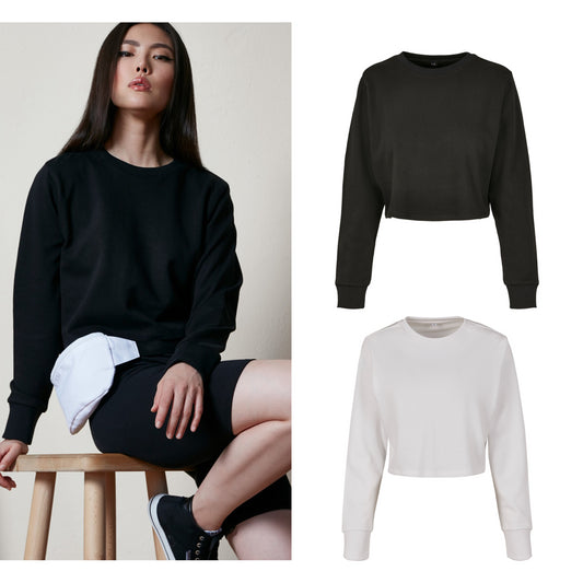 Build Your Brand Women’s terry cropped crew