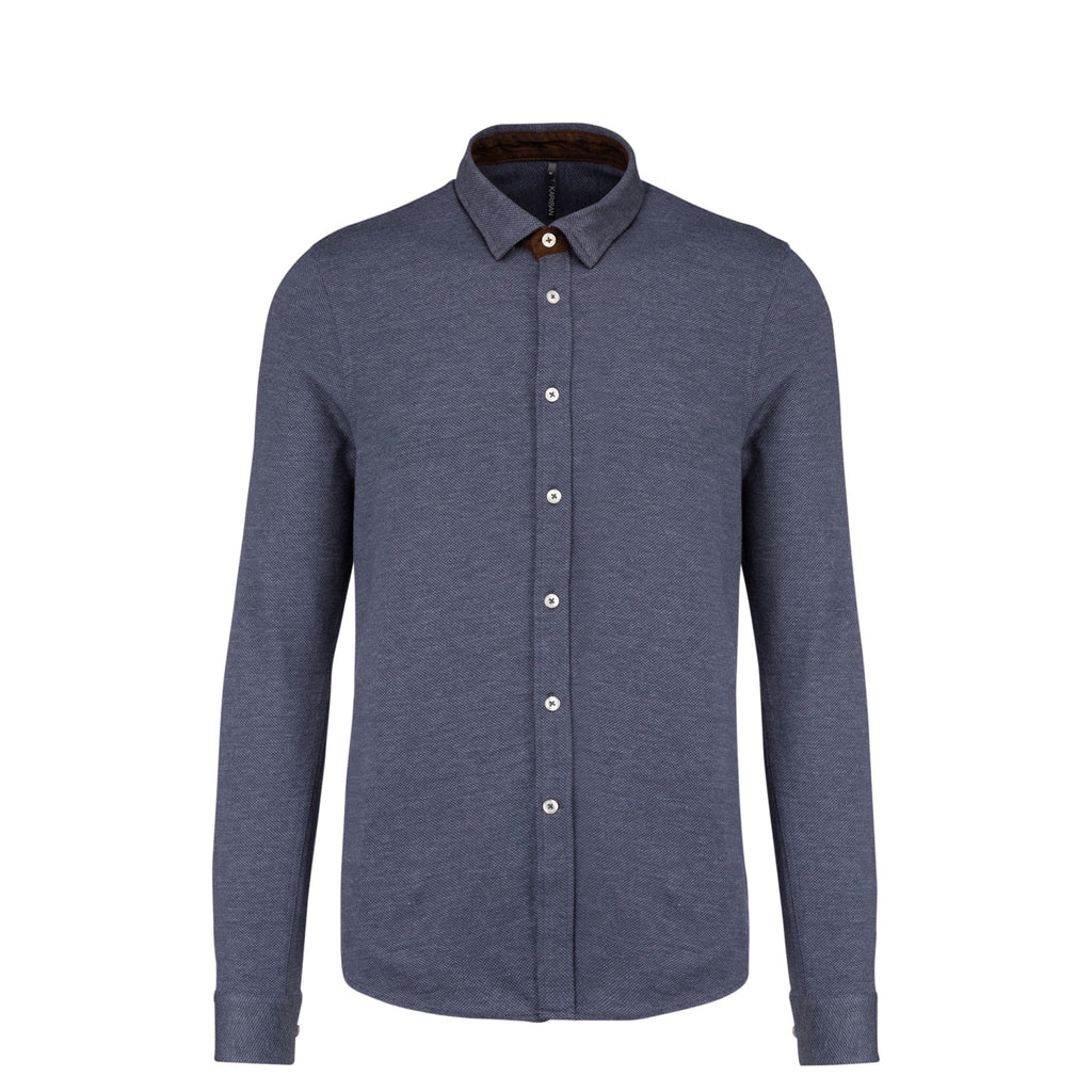 Kariban Long-sleeved jacquard knit shirt