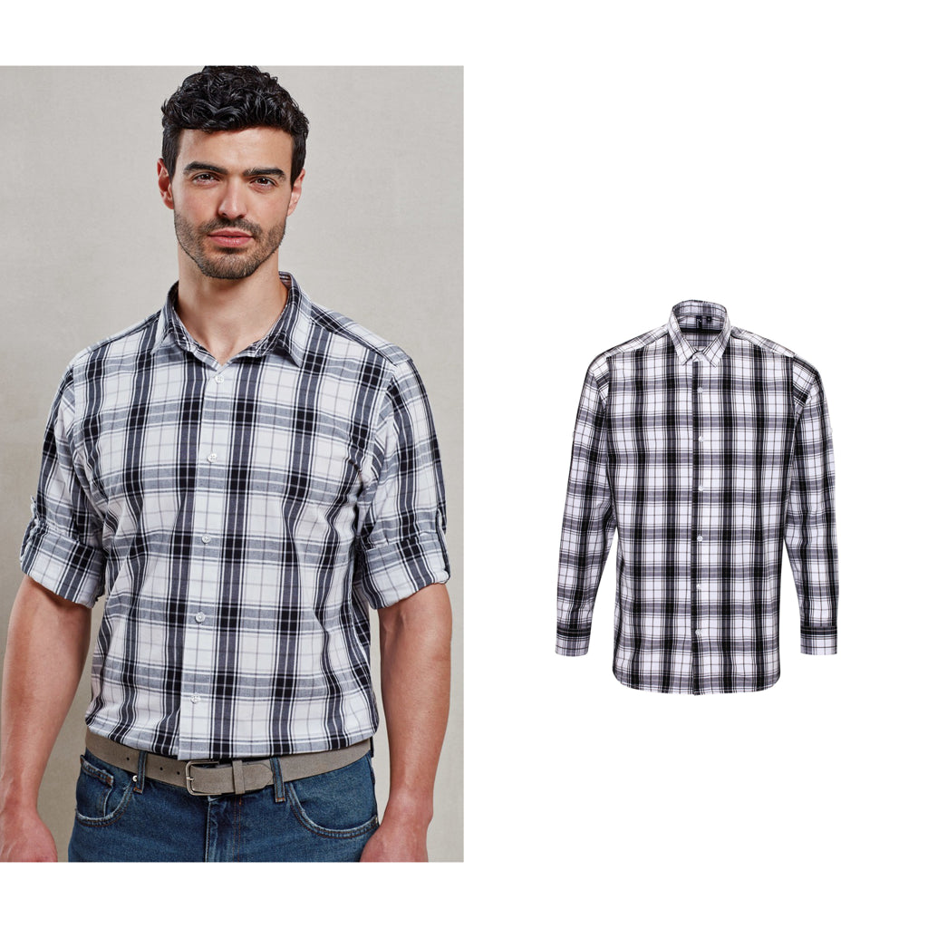 Premier Ginmill check cotton long sleeve shirt