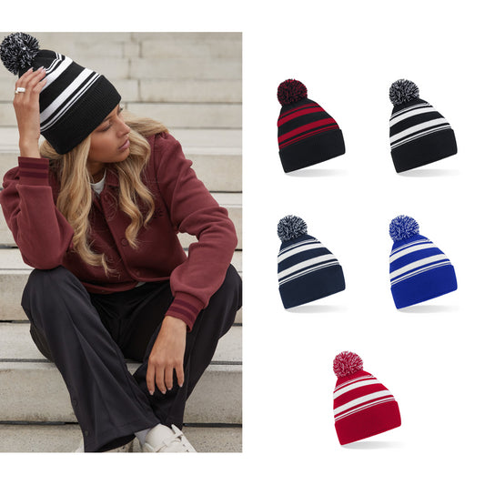 Beechfield Striped fan beanie