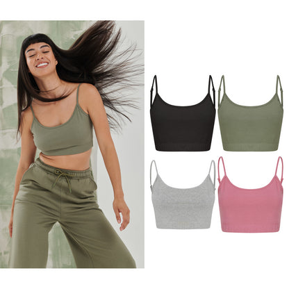 SF Women's sustainable fashion cropped cami top with adjustable straps