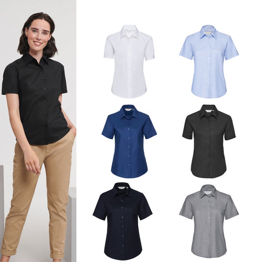 Russell Collection Women's short sleeve Oxford shirt