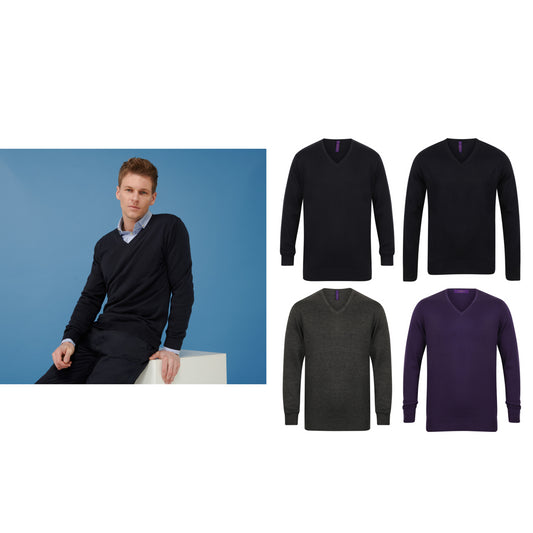 Henbury 12 gauge v-neck jumper