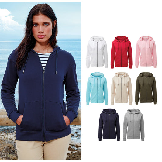 Asquith & Fox Women's zip-through organic hoodie