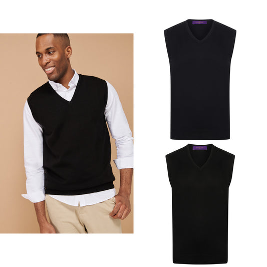 Henbury Sleeveless v-neck jumper