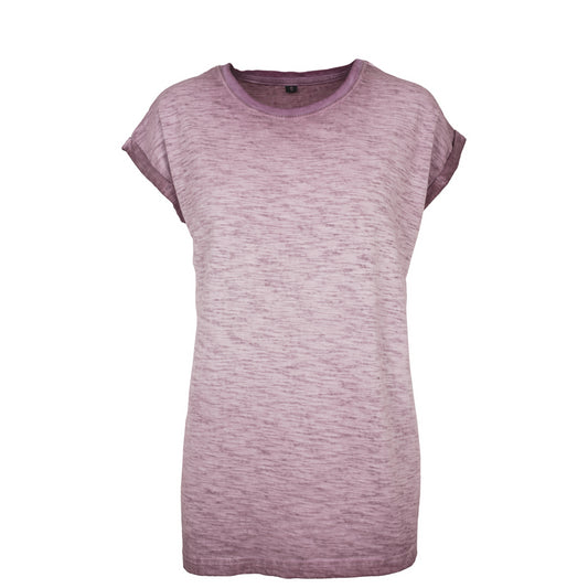 Build Your Brand Women's spray dye extended shoulder tee