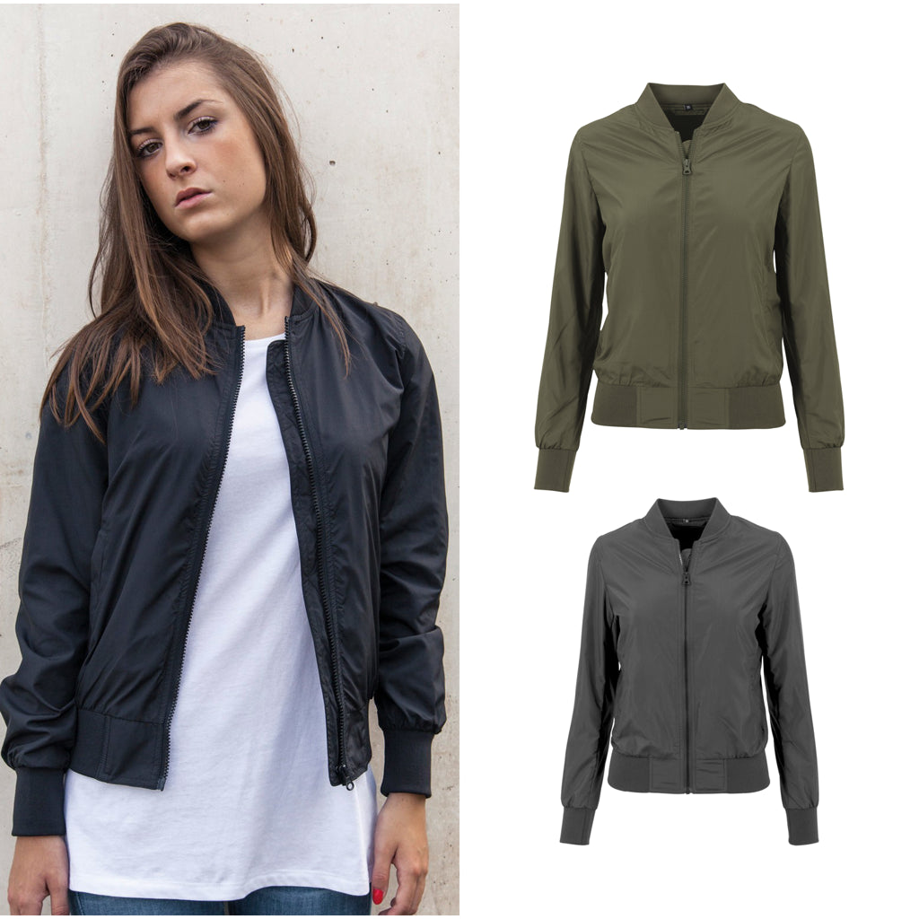 Build Your Brand Women's nylon bomber jacket