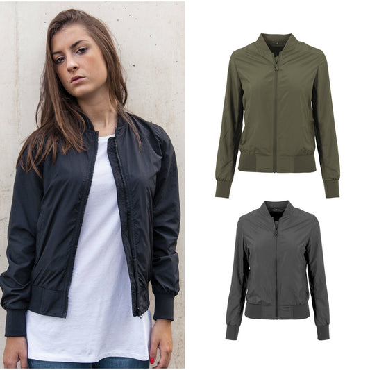 Build Your Brand Women's nylon bomber jacket