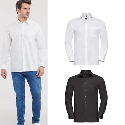 Russell Collection Long sleeve pure cotton easycare poplin shirt