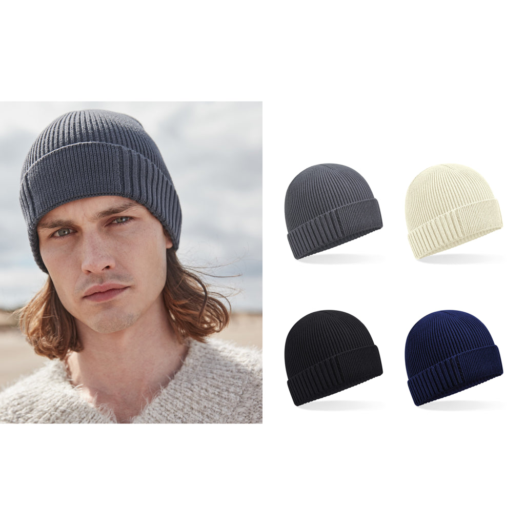 Beechfield Organic cotton engineered patch beanie