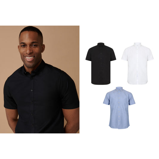 Henbury Modern short sleeve Oxford shirt