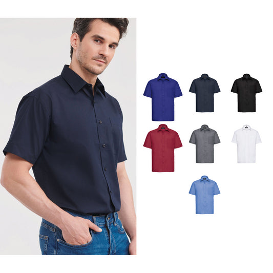 Russell Collection Short sleeve polycotton easycare poplin shirt