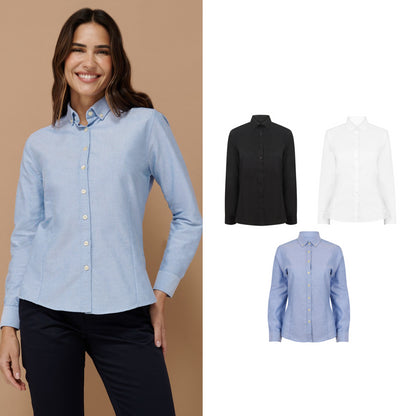 Henbury Women's modern long sleeve Oxford shirt