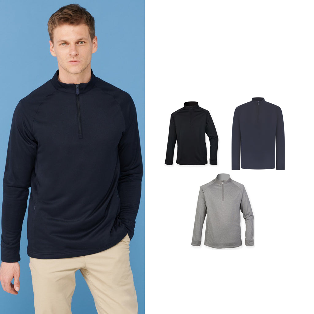 Henbury ¼ zip top with wicking finish