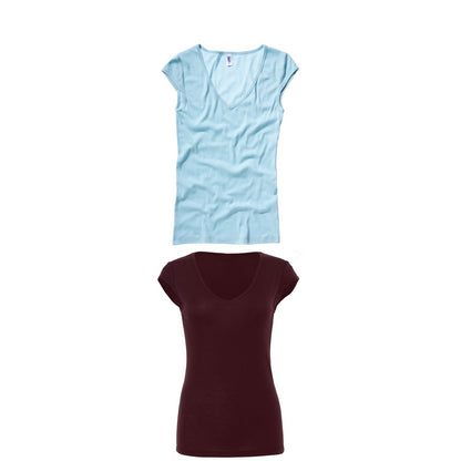 Bella Canvas Sheer mini rib v-neck t-shirt